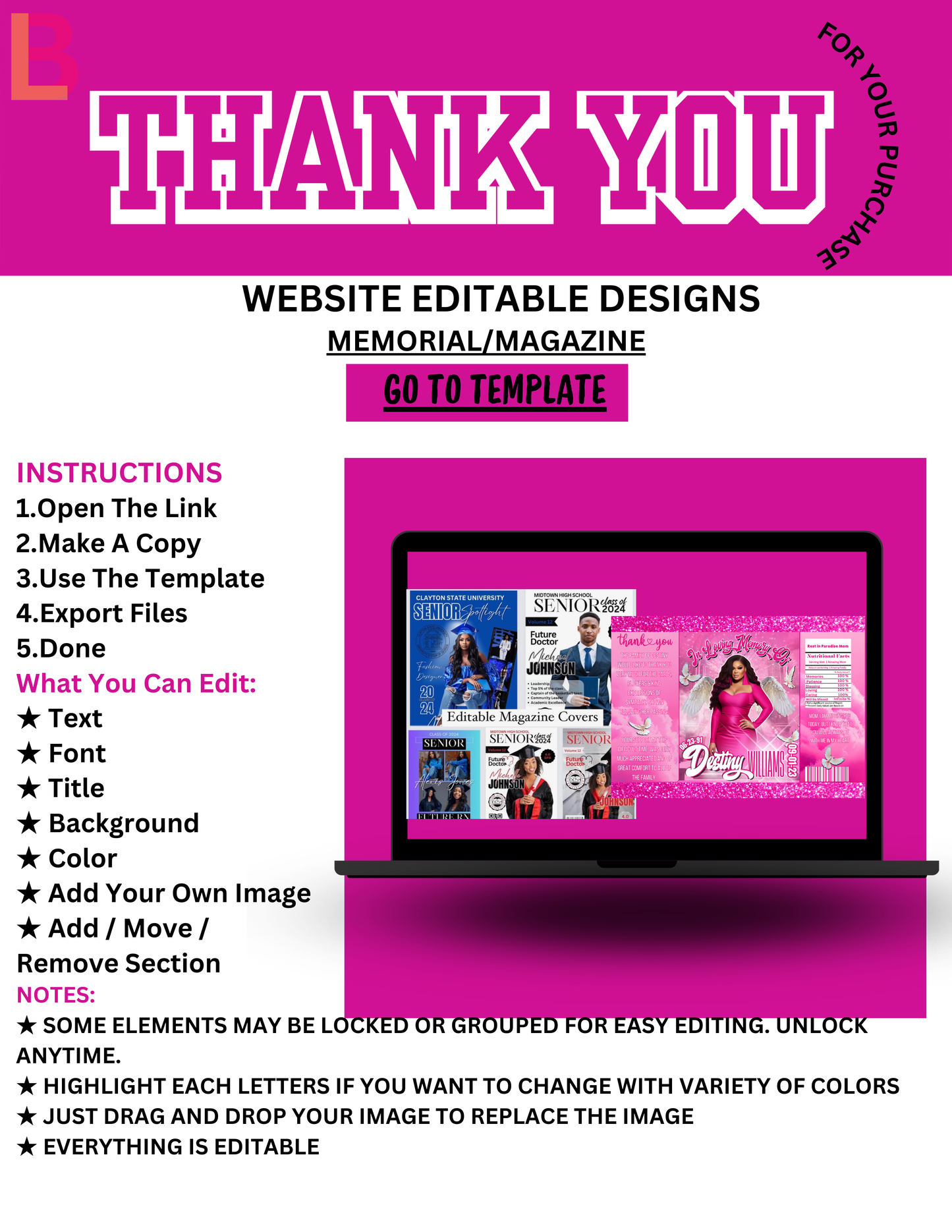 Editable Memorial and Magazine Bundle