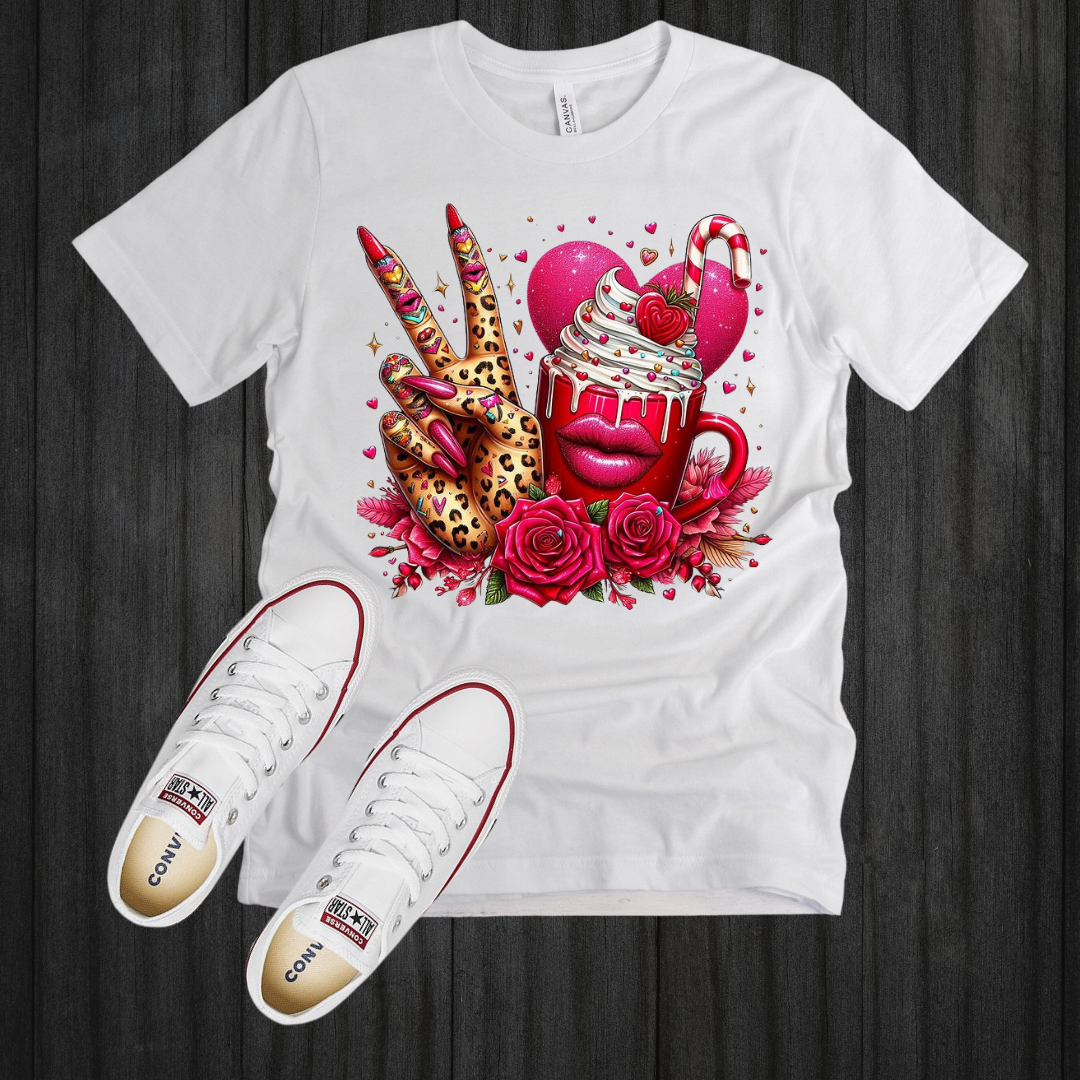 Peace & The Love of Coffee PNG Vday Design